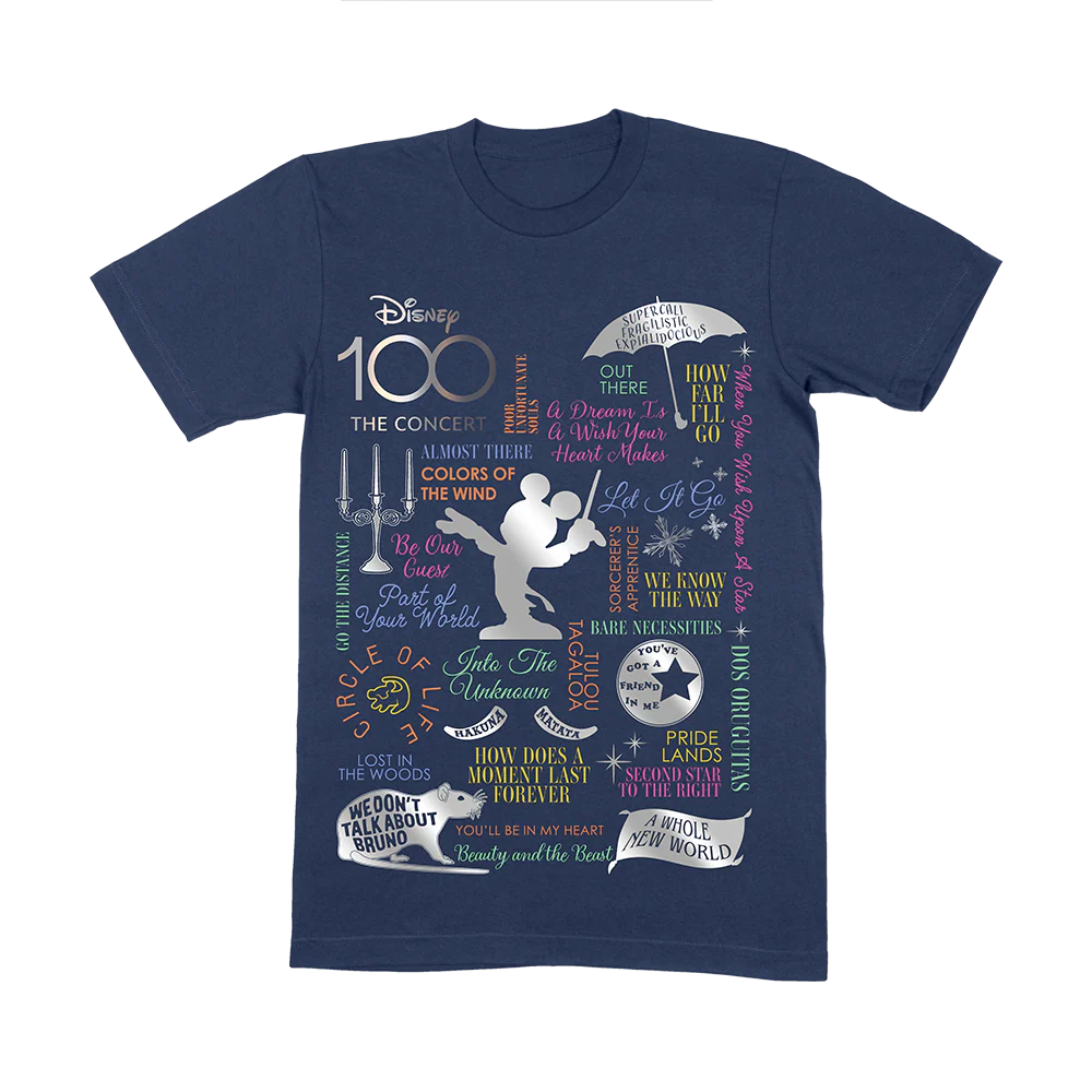 Disney 100 - The Concert - Navy 'Songlist Graphics' T-Shirt