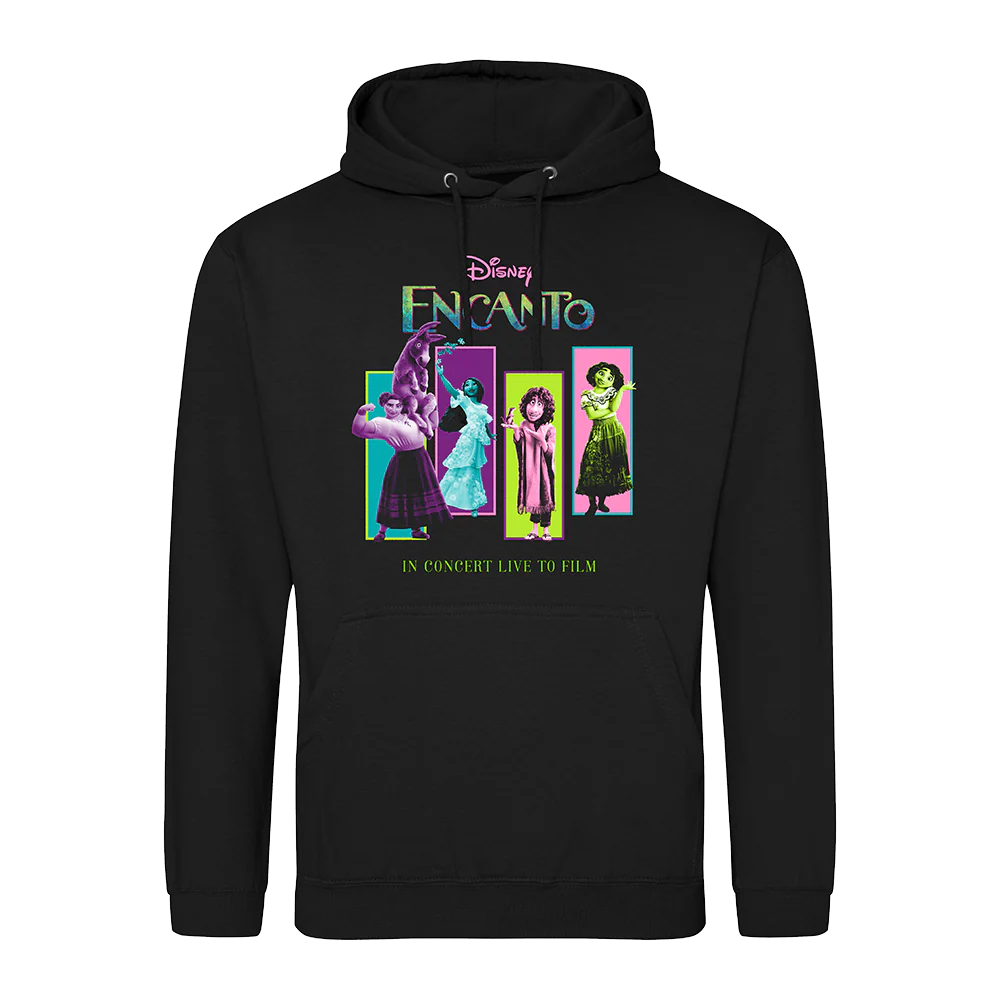 Disney Encanto - Live In Concert - Black '4 Colour Character' Hooded Sweatshirt