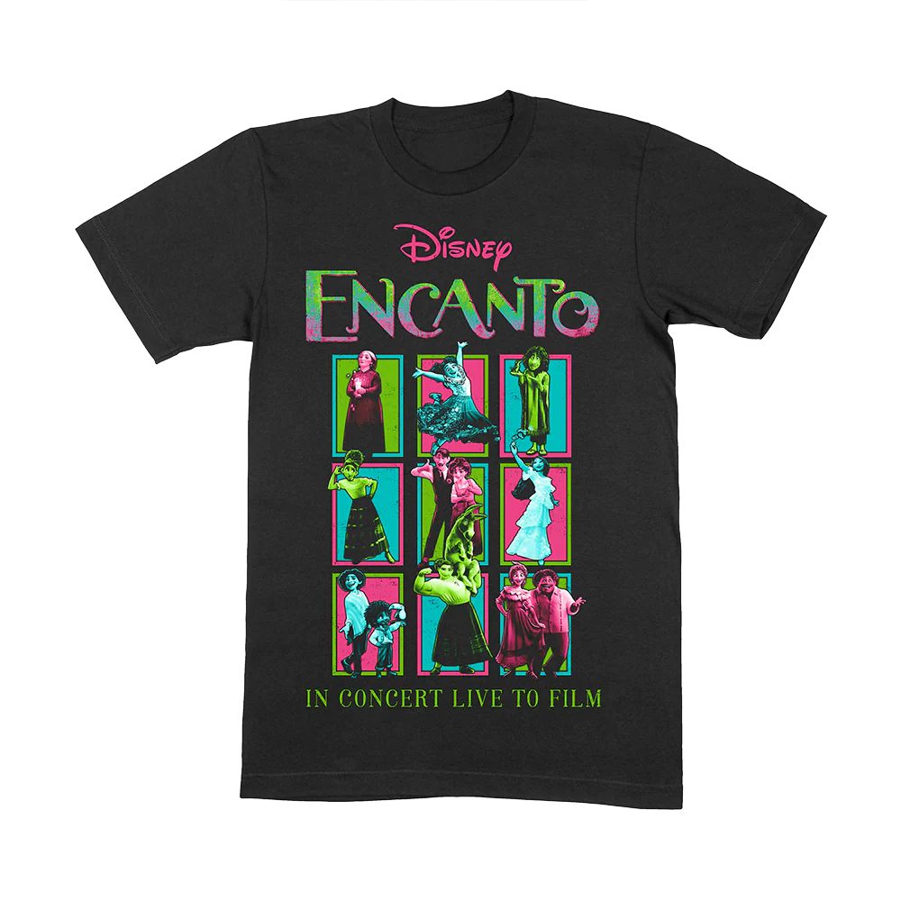 Disney Encanto - Live In Concert - Black 'Family Madrigal Colour Block' Kids T-Shirt